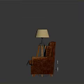 Brown Leather Sofas With Single And Double Seats Floor Lamp And Posters On Gray Wall