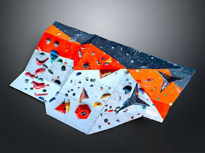 Indoor Climbing Wall Design With Colorful Holds And Geometric Shapes 3d model