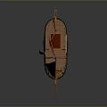 Wooden Model Ship With Two Masts Red Sails And Wooden Hull Design