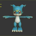 Blue Cartoon Game Movie Character With White Belly And Yellow Eyebrow Mark