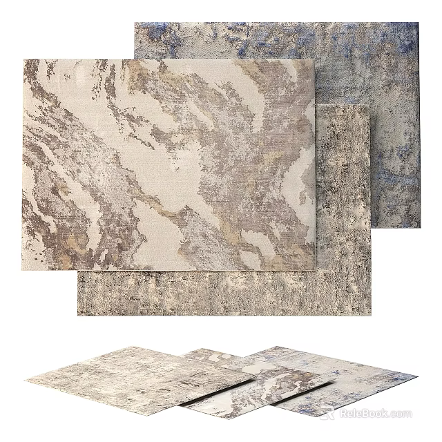 Artistic Square Rugs With Diverse Textures And Tones 3d model