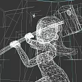 Purple Game Character With White Hair Bow Wielding Large Hammer In Cosmic Background