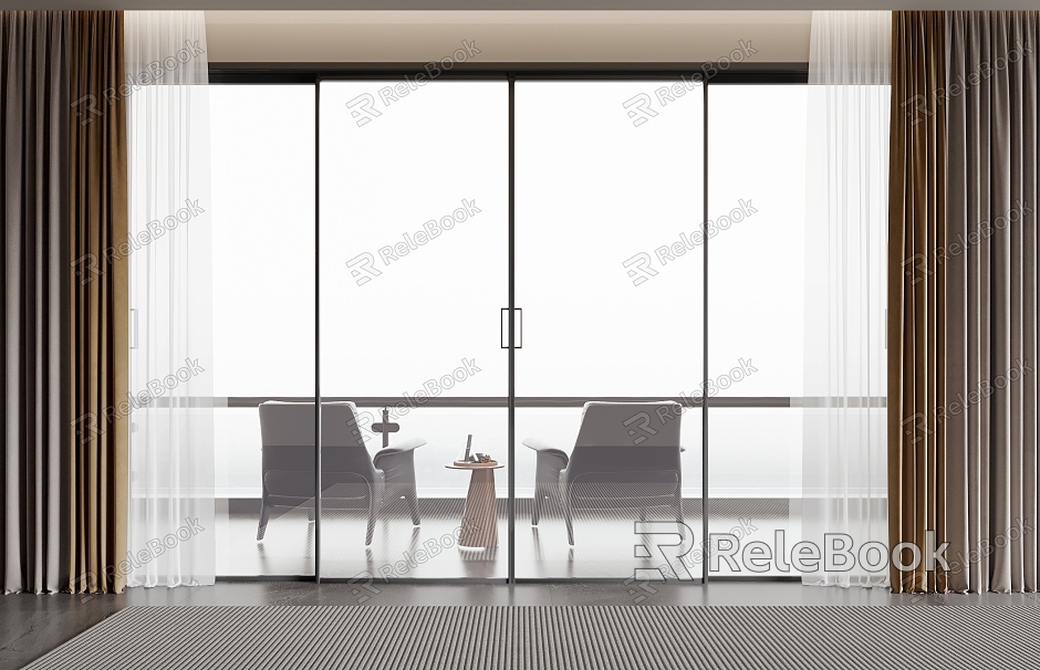 Modern sliding door glass sliding door curtain leisure chair model