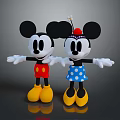 Mickey Minnie Plush Dolls with Red Shorts Yellow Buttons Blue Polka Dot Dress Arms Outstretched