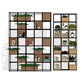 Modern Open Bookcase With Metal Frame Wooden Shelves Books Decorative Plants And Ornaments