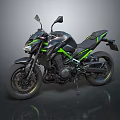 Sporty Black and Green Motorcycle with Sleek Body Design and Stylish Wheels