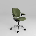 Ergonomic Comfortable Olive Green Fabric Office Chair With Adjustable Armrests And Durable Metal Swivel Casters