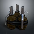 Military Weapon Hand Grenades Design With Metal Safety Pins And Textured Explosive Shells