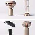 Modern Table Lamps With Wooden Bases Transparent Cubes And Black Arc Shades