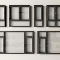 Modern Black Frame Window Collection With Diverse Glass Panel Designs 3d model