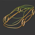 Modern Orange Wireframe Car Frame Structure for Automotive Body Parts Design