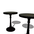 Elegant Decorative Side Tables With Round Tabletop Golden Pattern And Dark Base 3d model