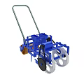 Blue Agricultural Seeder Machine With Wheels And Metal Frame Components 3d model