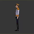 Blonde Haired Game Movie Character With White Uniform Gold Epaulets Blue Pants And Black Boots