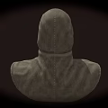 Gray Hooded Cloak Style Fabric Hat With Flared Hem And Stitched Design