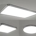 Modern Square Round LED Ceiling Light With Sleek Crystal Trim Frame For Home Interior Lighting 3d model