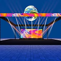 Contemporary Stage Design Featuring Colorful Globe Top Decorative Strip Large Screen And Lighting