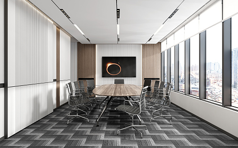 Modern conference room conference table office chair roller shutter 3d model