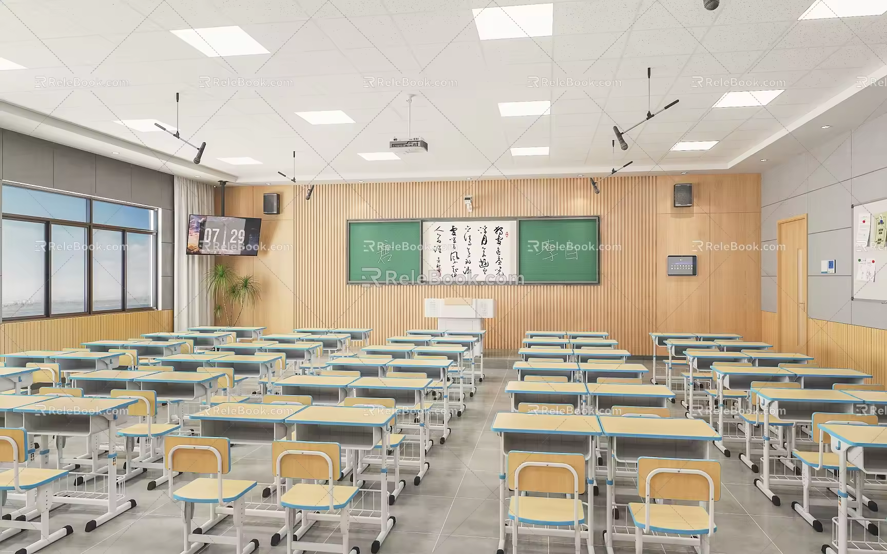Recording and broadcasting classroom school classroom 3d model