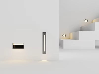 Modern Minimalist Interior Design With White Walls Stairs And Recessed Lighting 3d model