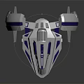 Modern White And Blue Spacecraft With Curved Wings For Space Exploration