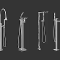 Modern Standing Shower Faucets In Chrome Finish With Different Designs 3d model