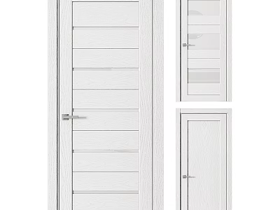Modern Swing Door Designs With White Finish Wooden Panels And Glass Inserts 3d model