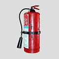 Red Fire Extinguisher As Essential Fire Safety Equipment With Black Hose And Instruction Labels