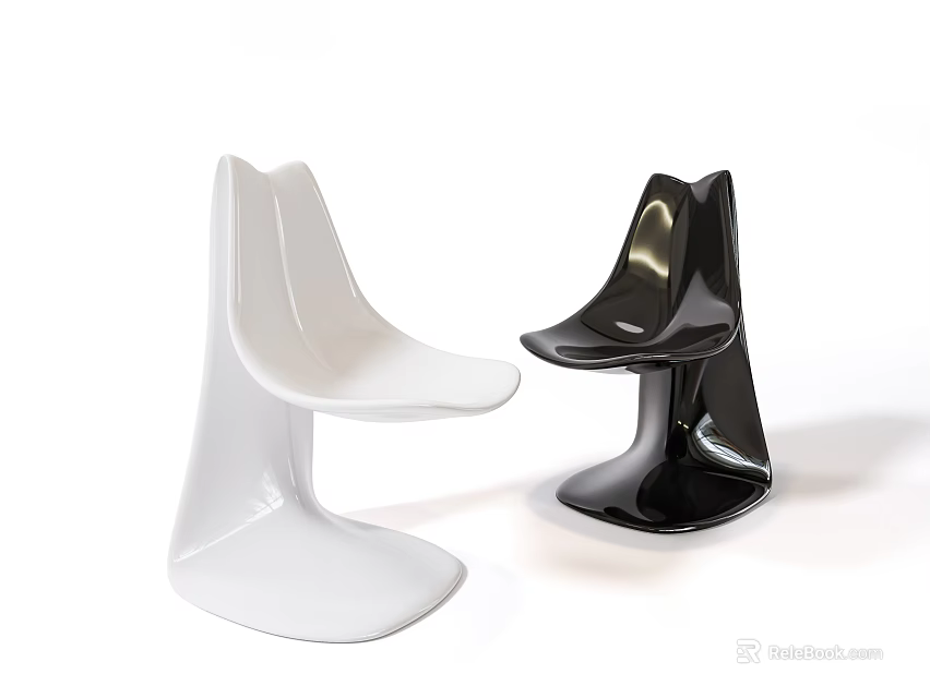 Modern Minimalist Single Chair In White And Black With Sleek Design And Smooth Surface 3d model 