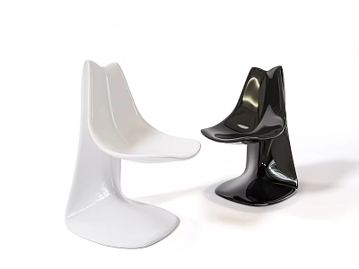 Modern Minimalist Single Chair In White And Black With Sleek Design And Smooth Surface 3d model