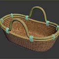 Natural Wicker Household Storage Basket With Two Handles And White Straps
