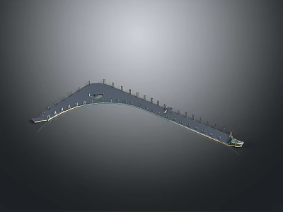 Arched Bridge 3D Rendering With Modern Railing Design On Gray Background 3d model