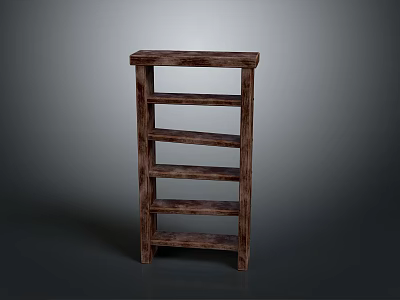 Wooden Shelf With Multiple Tiers And Natural Wood Finish Design 3d model