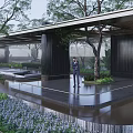 Modern Wooden Lattice Pergola With Lush Greenery And Outdoor Garden Path