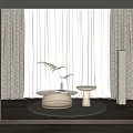 Modern Curtain Coffee Table Combination 3d model