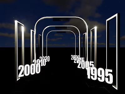Activity Passage With Chronological Year Numbers And Illuminated Archway Frames 3d model