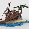 LEGO toy blocks island pirate shipwreck fishing 3d model