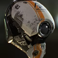 Futuristic Helmet Design Featuring Mechanical Details White Orange Color And Dual View