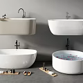 Modern Freestanding Wall Mounted Round Bathtubs With Pink Petals Bath Tray And Slippers