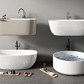 Modern Bathtub Bidet Round Bathtub Slippers Bathroom Small Pieces 3d model