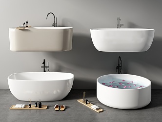 Modern Bathtub Bidet Round Bathtub Slippers Bathroom Small Pieces 3d model