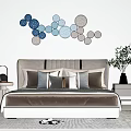 Modern background double bed combination 3d model
