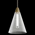 Pendant Lights with Golden Top White Frosted Cone Shade and Transparent Long Bar Chain Hanging