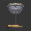 Metallic Decorative Object With Diamond Shaped Grid Top And Golden Logo Base