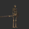 Mythical Game Movie Skeleton Warrior Character With Medieval Armor Large Sword And Metal Shield