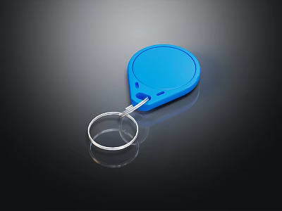 Shiny Blue Circular Jewelry Keychain Accessory With Metal Ring For Daily Use 3d model