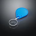 Shiny Blue Circular Jewelry Keychain Accessory With Metal Ring For Daily Use