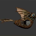 Steampunk Mechanical Bird With Copper Body Gears Large Eye And Wings 3d model