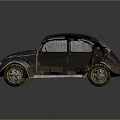 Vintage Beetle Car Model with Metal Body Classic Retro Design Round Headlights and Curved Shape