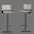 Modern Stylish Bar Stools With Beige Upholstered Seats And Metal Frame Design